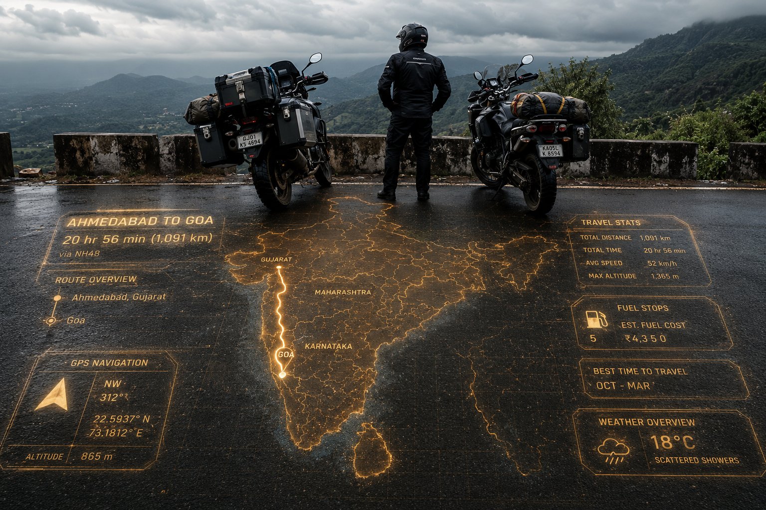 Holografik Hindistan Haritası Macera Motosikleti