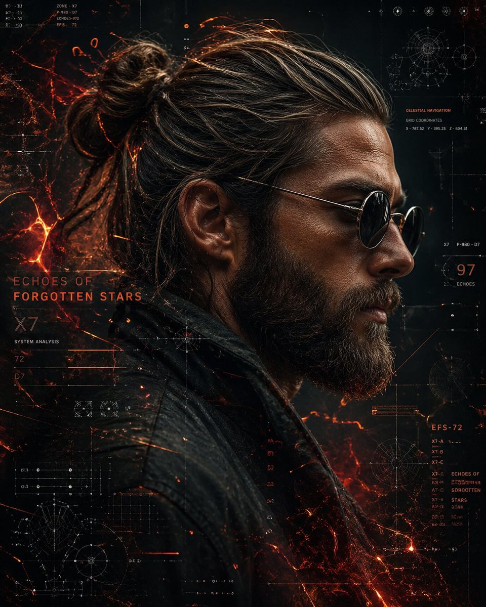 Retrato de Perfil Cyberpunk de un Hombre Rudo en Ambiente Sci-Fi