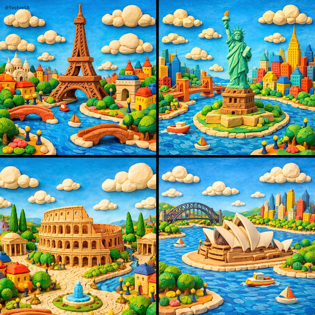 Monde miniature en pâte à modeler : un paysage artisanal coloré