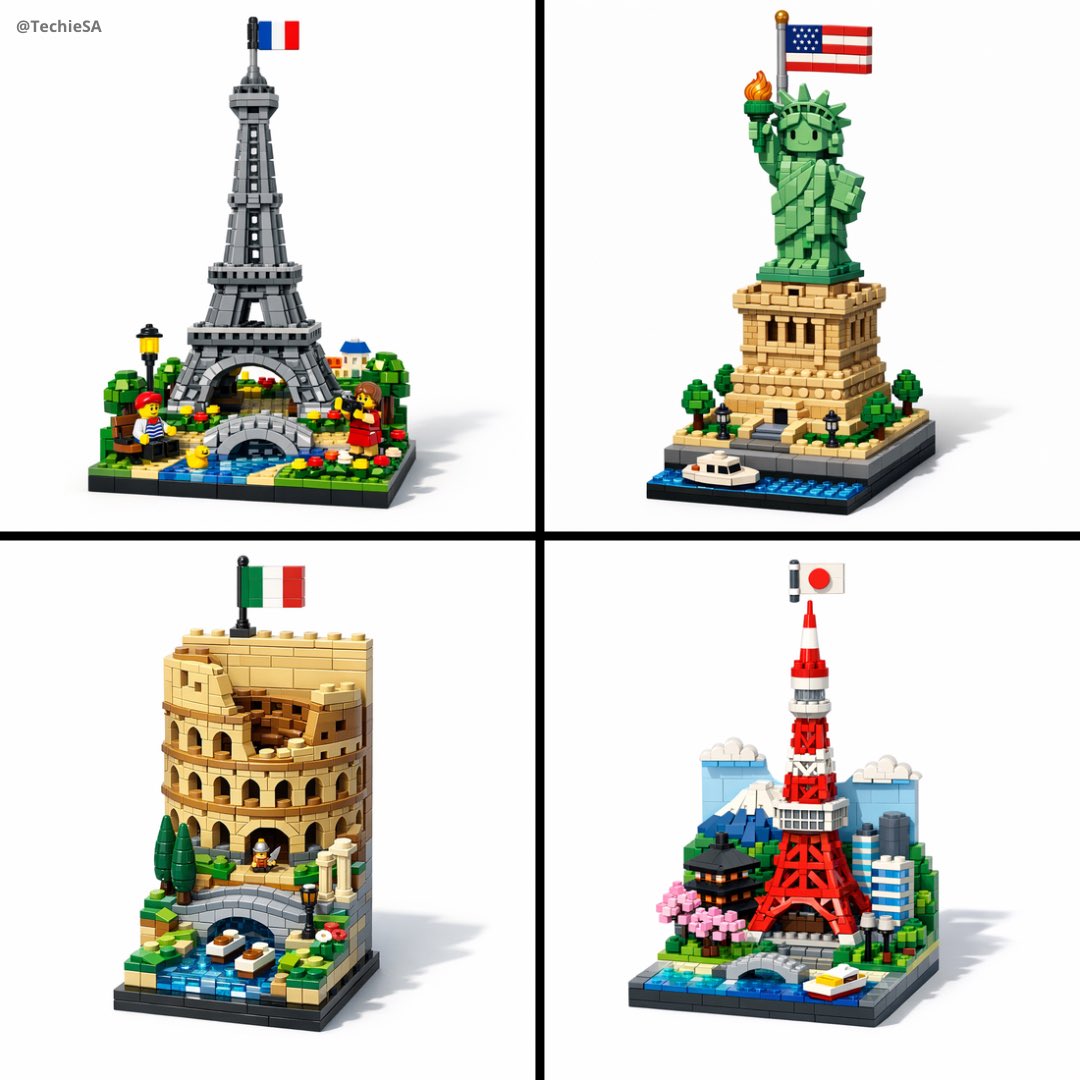 LEGO Eiffel Tower Diorama - 3D Rendered High-Resolution Cute Model