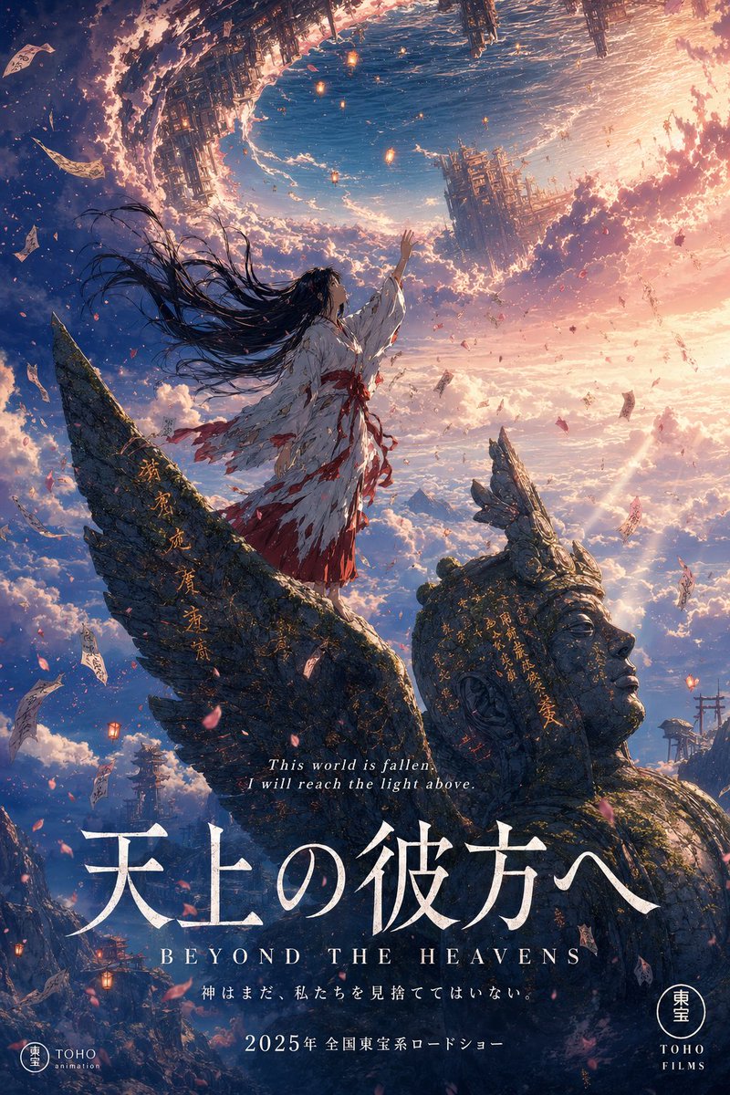Póster Anime Ghibli Shinkai Doncella Santuario Grieta Celestial