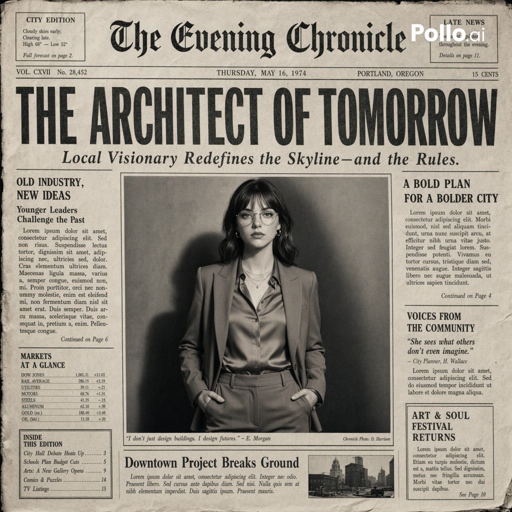 Realistisches Vintage Zeitungs-Frontpage Schwarz-Weiß Design
