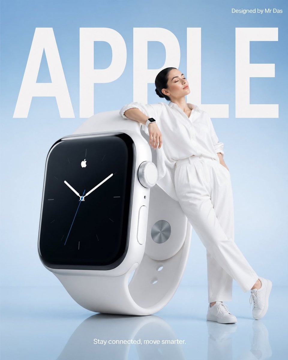 Minimalistische weiße Smartwatch Werbeanzeige
