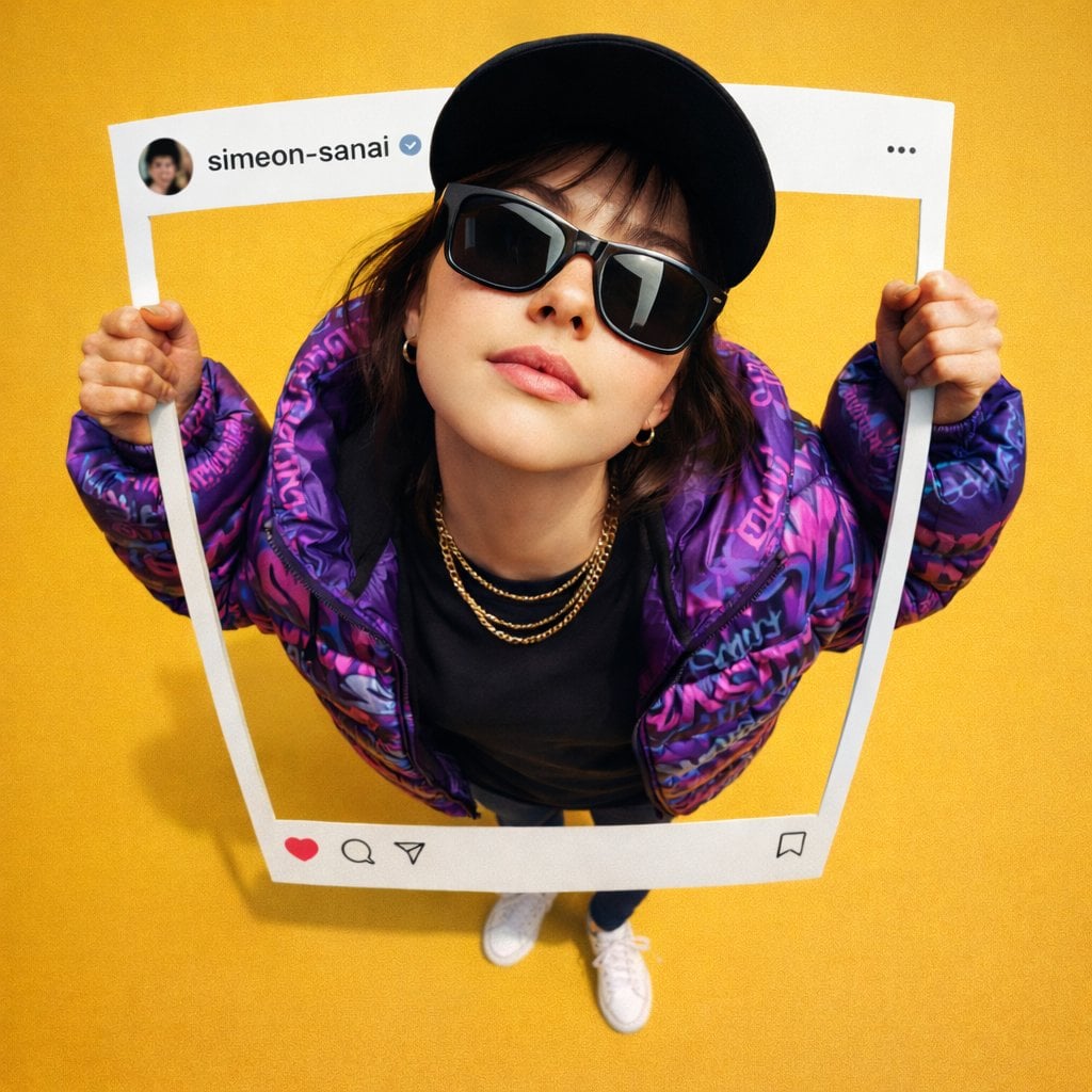 Ultra realistisches Instagram Frame Breakout Fisheye Portrait