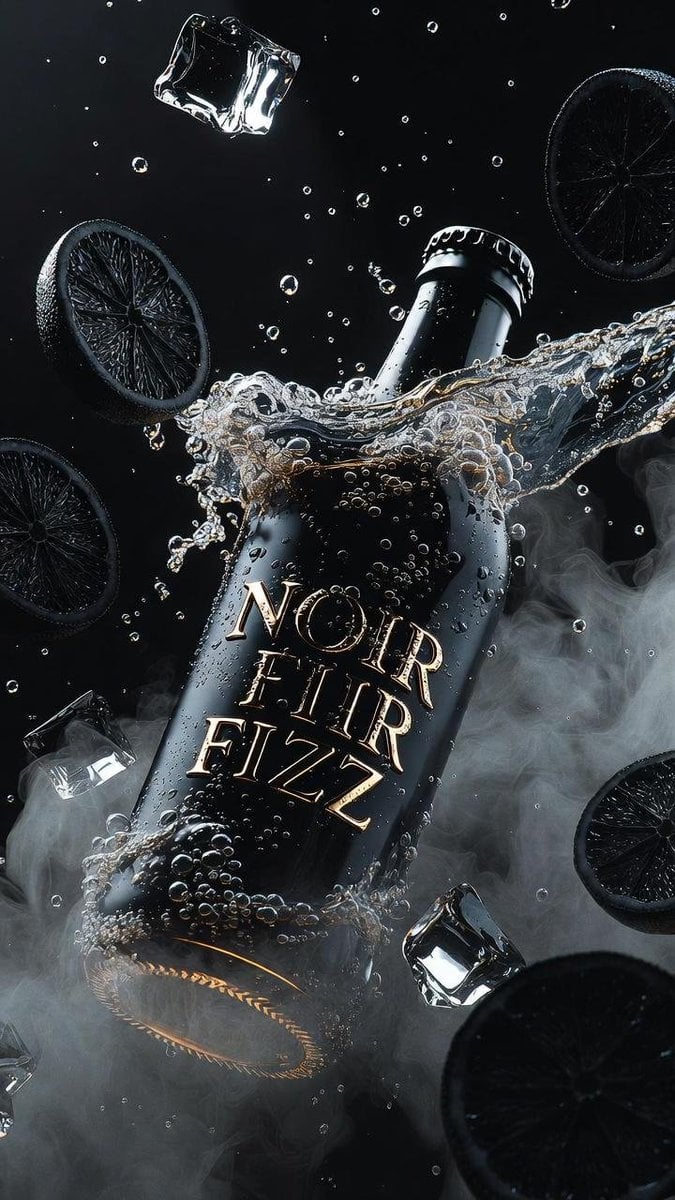 Ultra Kinematografische Noir Fizz Matte Schwarze Luxus Sodaflasche