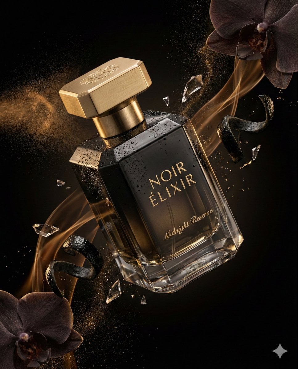 NOIR ÉLIXIR Midnight Reserve Luxus Parfümflasche