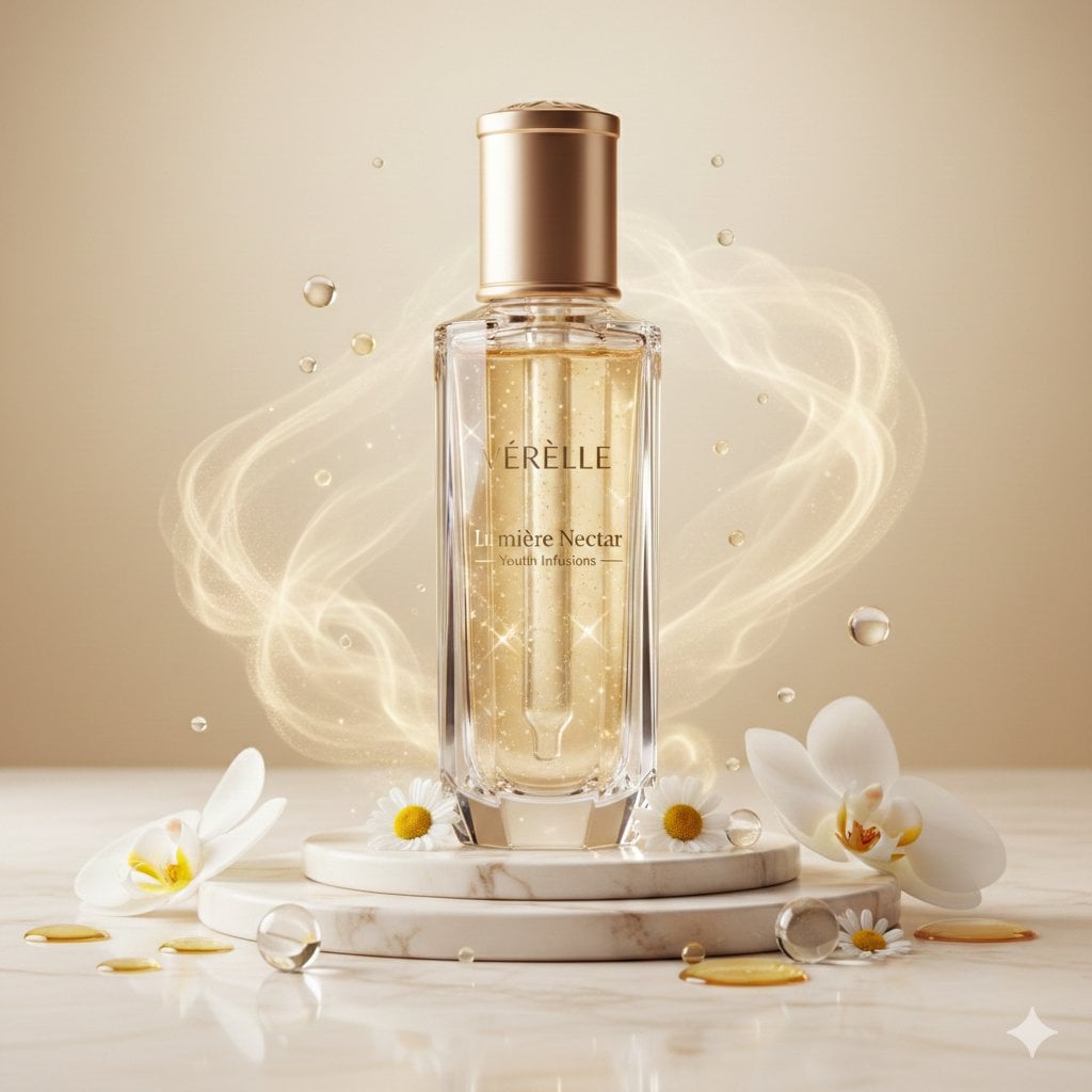 VÉRÉLLE Lumière Nectar Youth Infusions Luxus Kristallflakon Skincare Fotografie