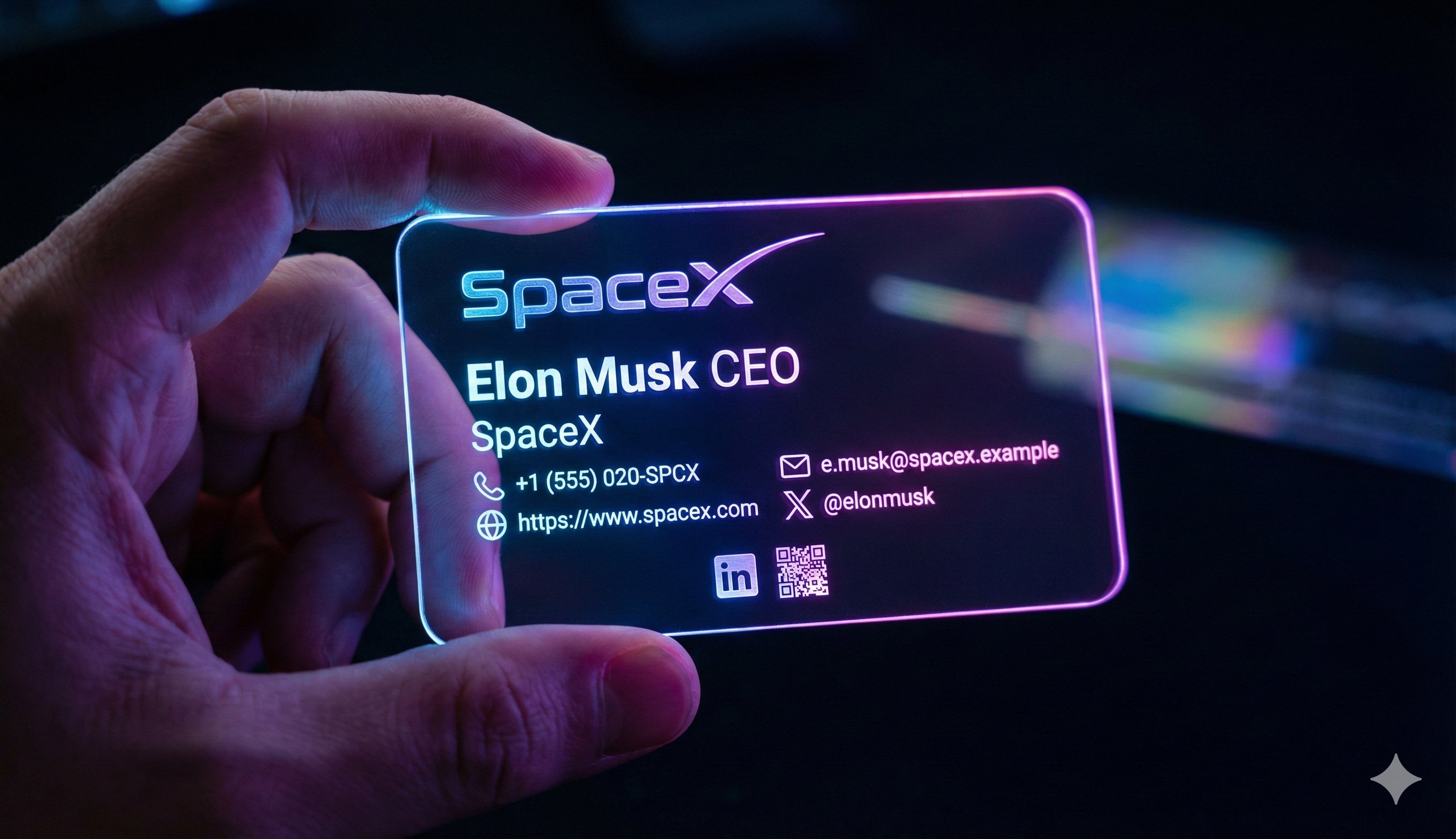 Cyberpunk-style futuristic business card photos