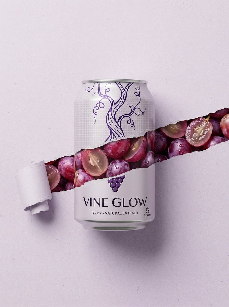 Vine Glow Grape Can – Minimalist Product Photo