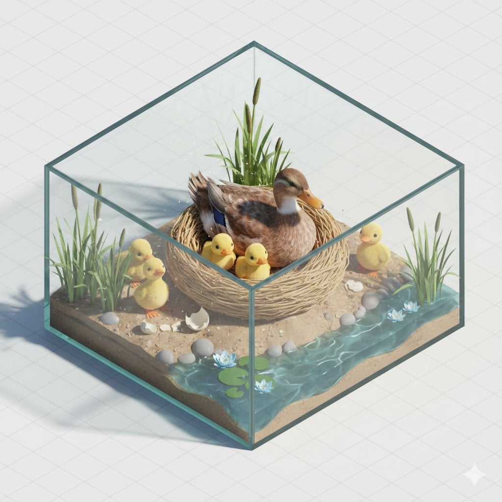 微缩鹦鹉巢立体透视 - 等距3D渲染